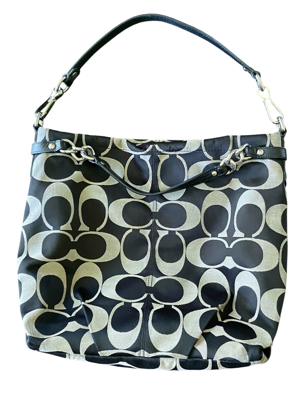 Authentic Coach Y2K Signature C Brooke Hobo Canvas Shoulder Bag Purse Black Gray